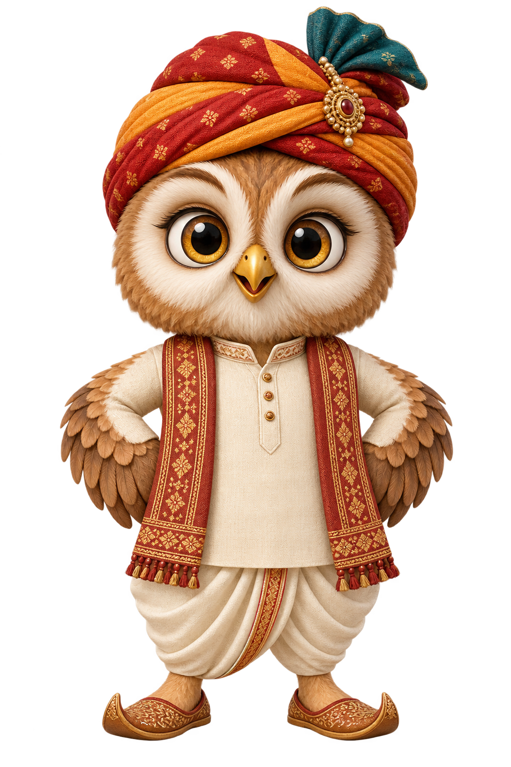 MyMarwar's owl in a Rajasthani safa and ivory kurta